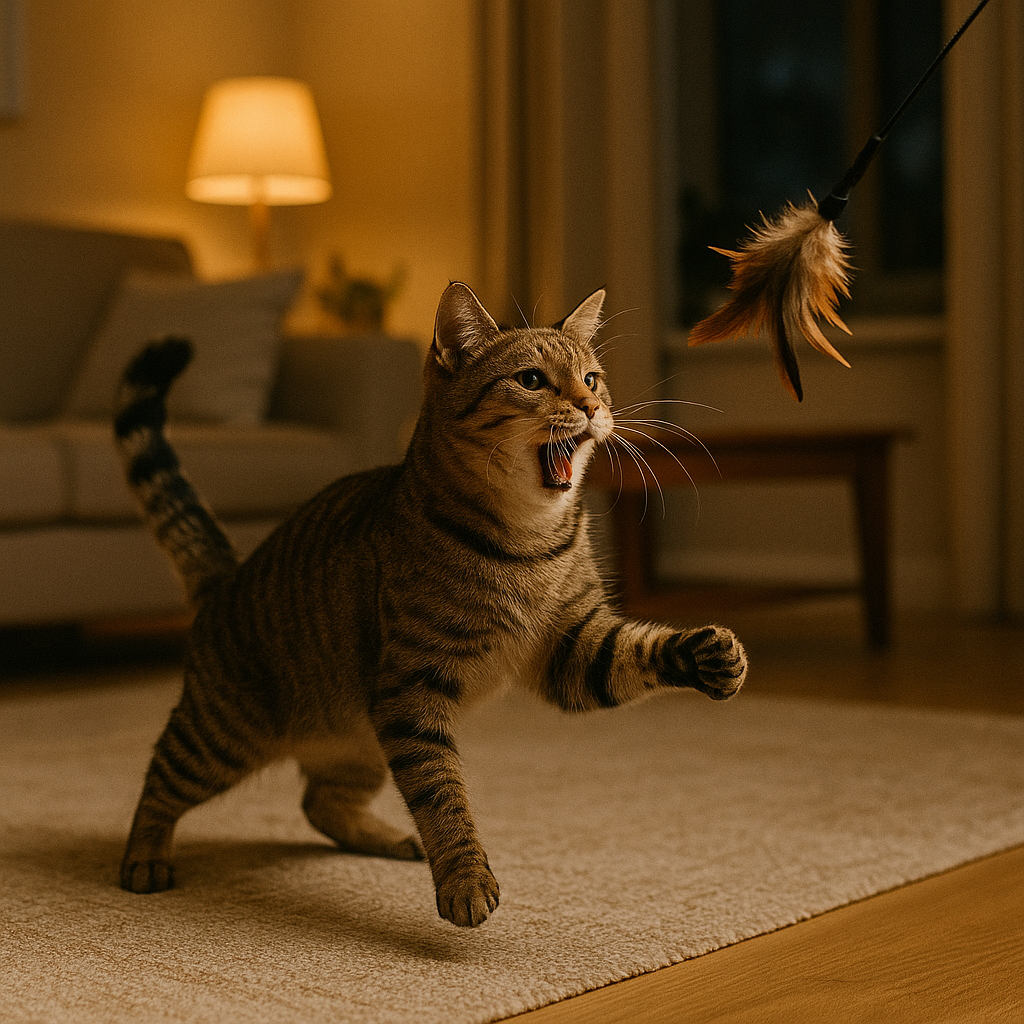 koshka-igraet-vecherom-ohota