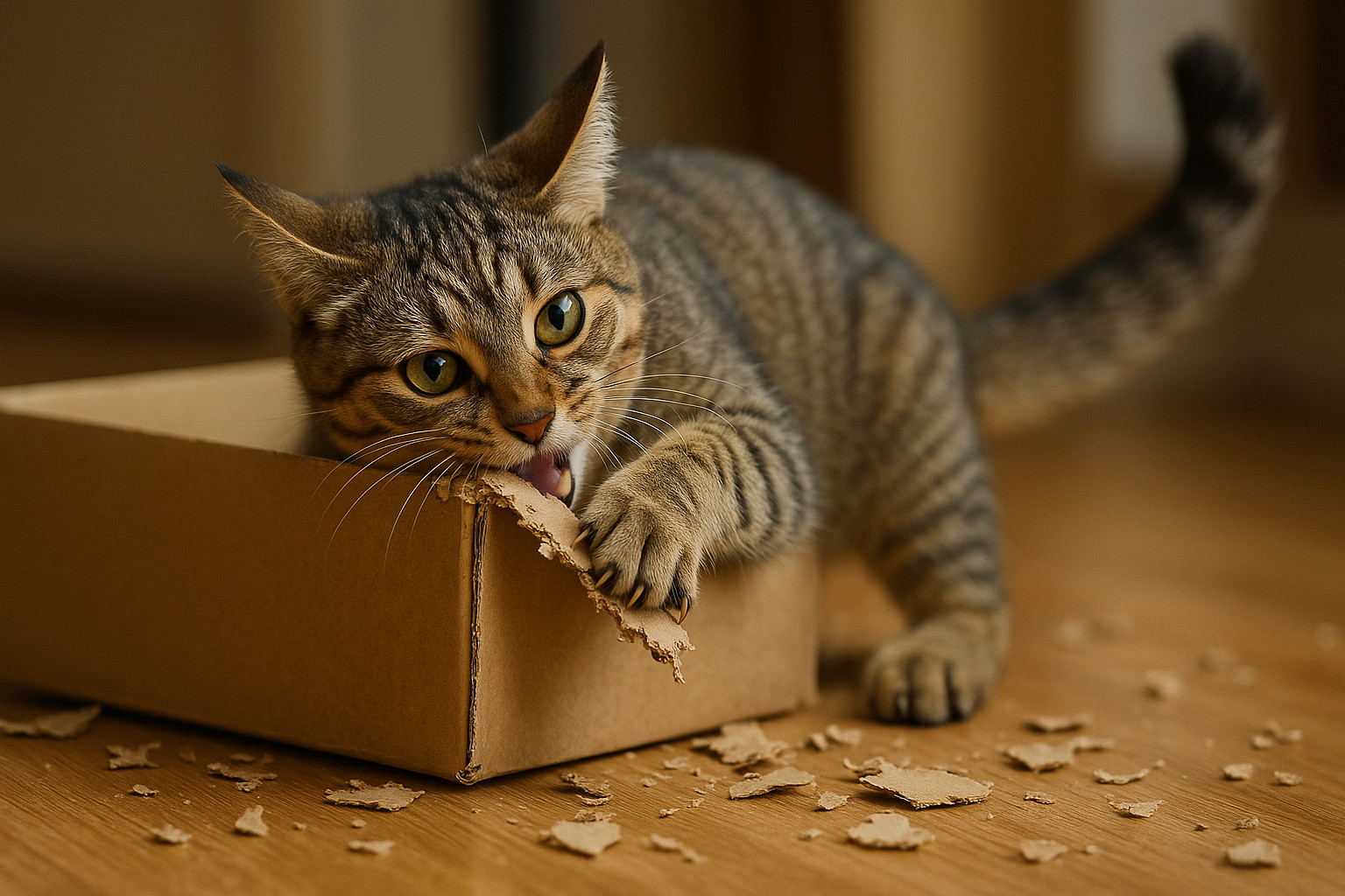 koshka-igraet-s-korobkoy-sensornoe-udovolstvie