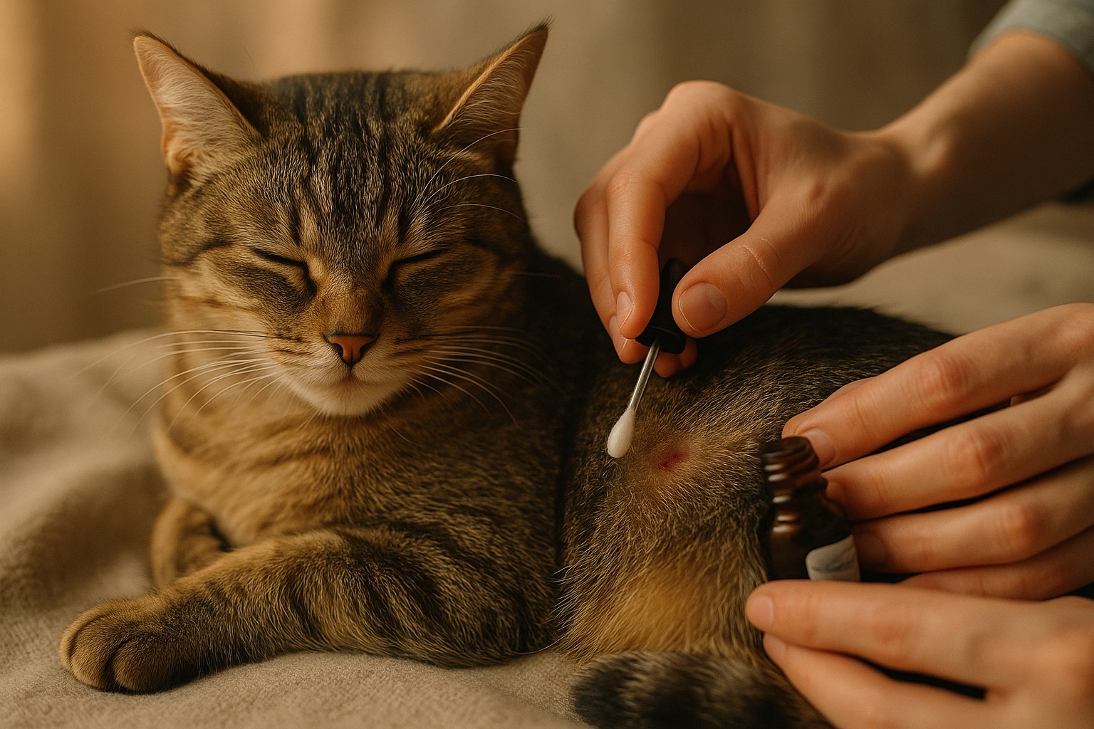 obrabotka-kozhi-posle-udaleniya-kleshcha-u-koshki