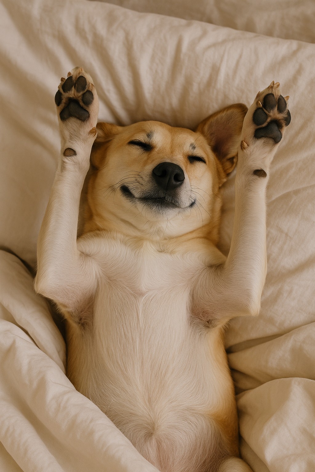 sobaka-spit-lapami-vverh-pochemu-psihologiya