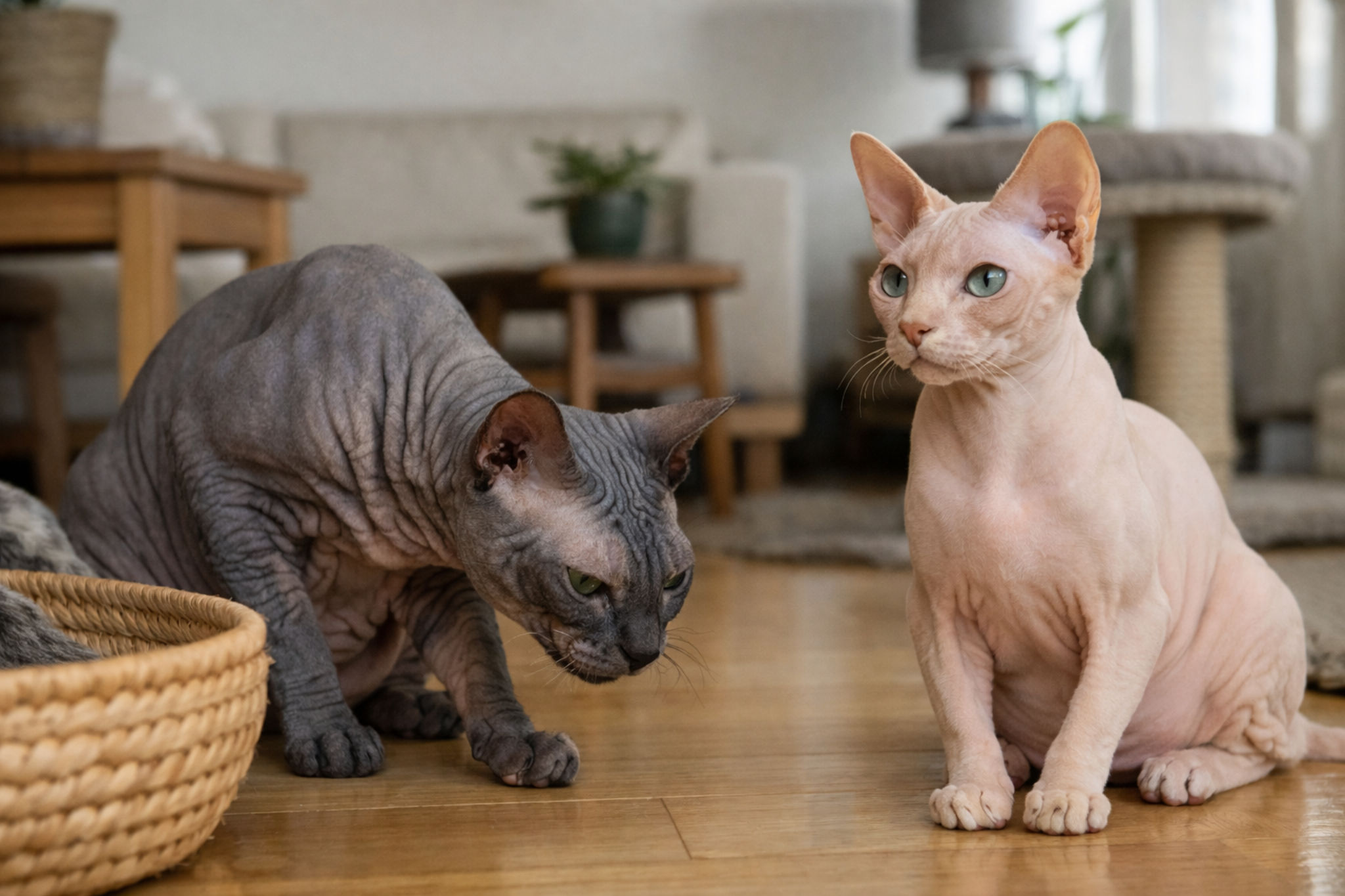 donskoy-sfinks-i-kanadskiy-sfinks-sravnenie-porod-v-interere