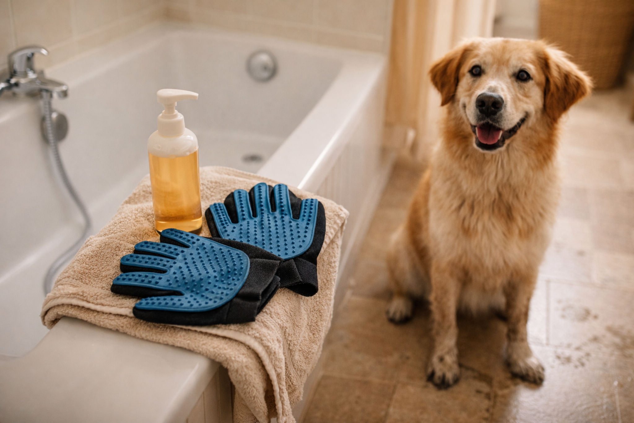 sredstva-dlya-mytya-sobaki-shampun-perchatki