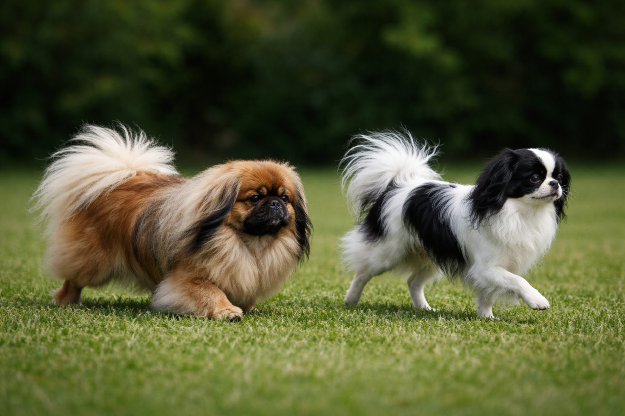 pekinese-yaponskiy-hin-dvizhenie-standart-sravnenie-foto