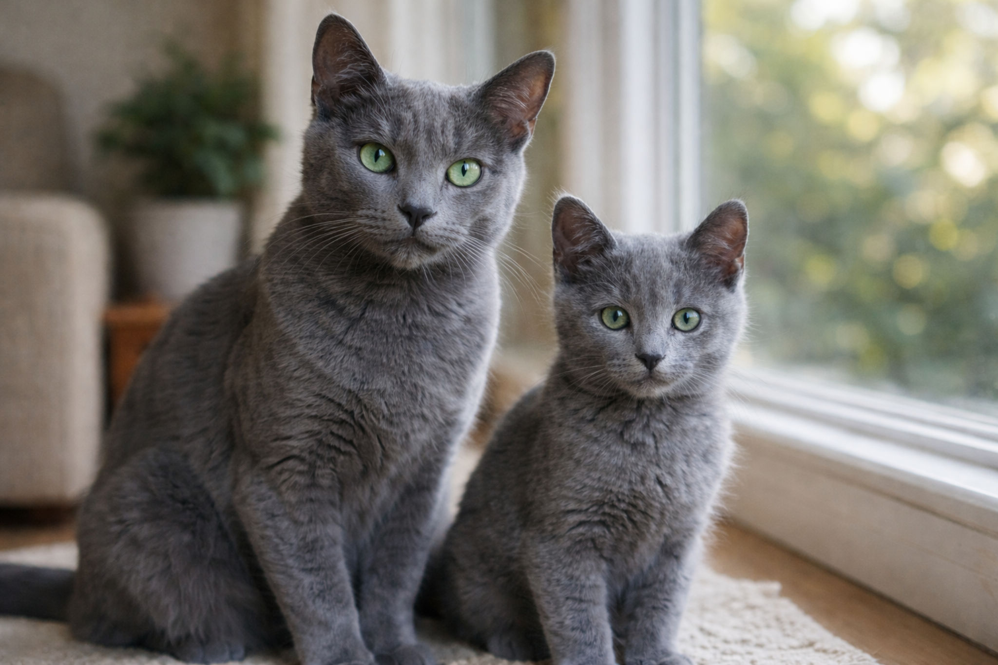 roditeli-russkoy-goluboy-koshki-i-kotenok