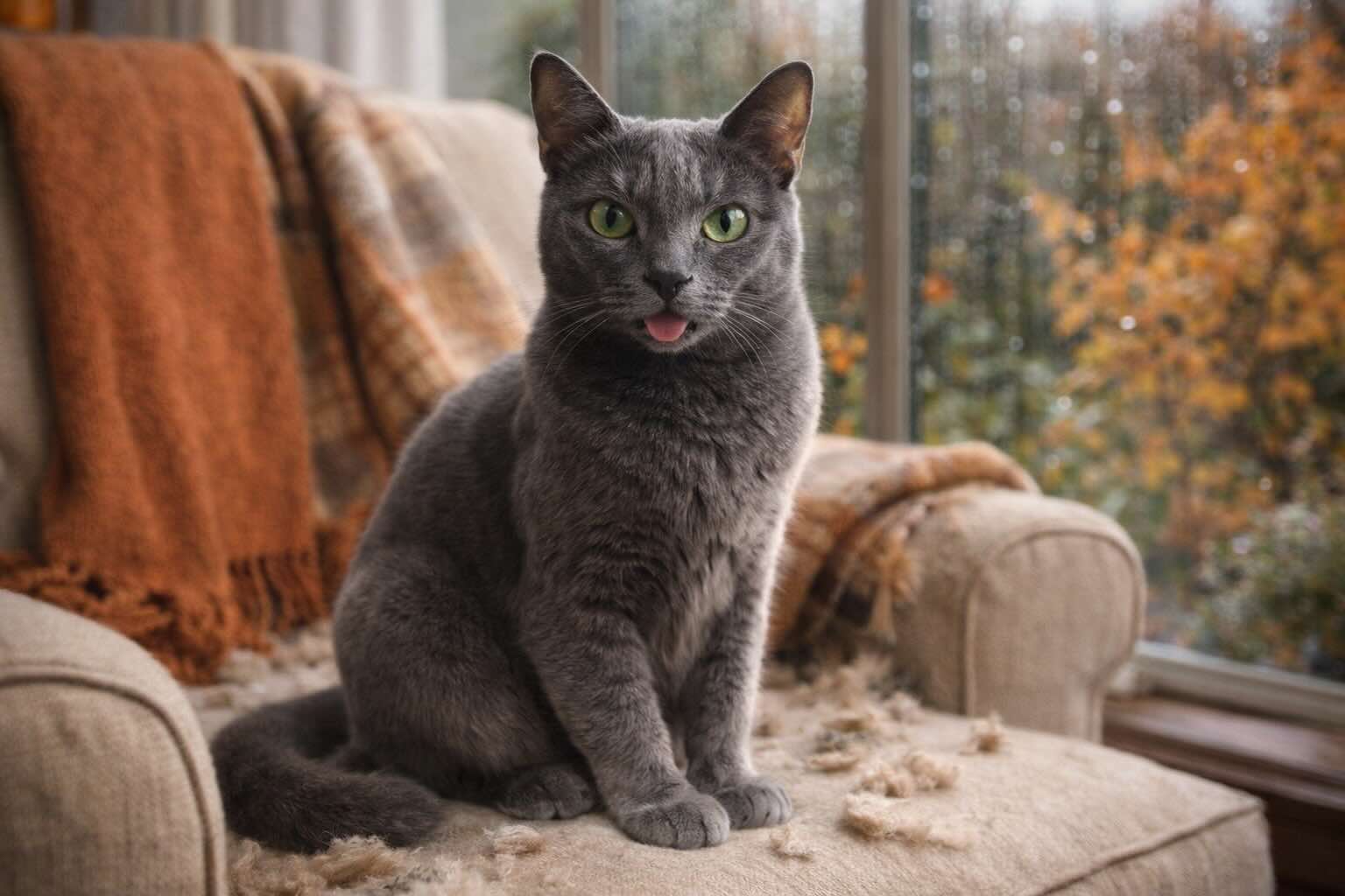 korat-golubaya-koshka-dolgozhitel-v-osenney-komnate